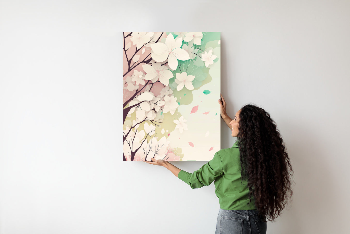 Poster Blühende Pastellbäume Im Frühling Rahmen Holz Mit Passepartout Farbe Natürlich