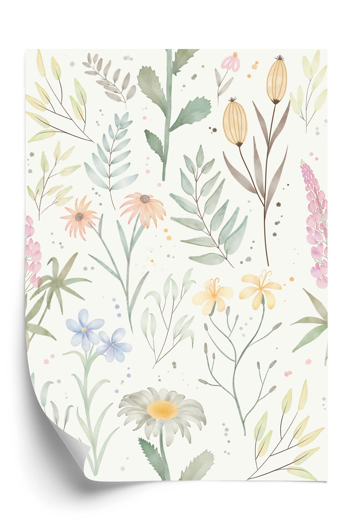 Poster Pastellaquarell-Wildblumen