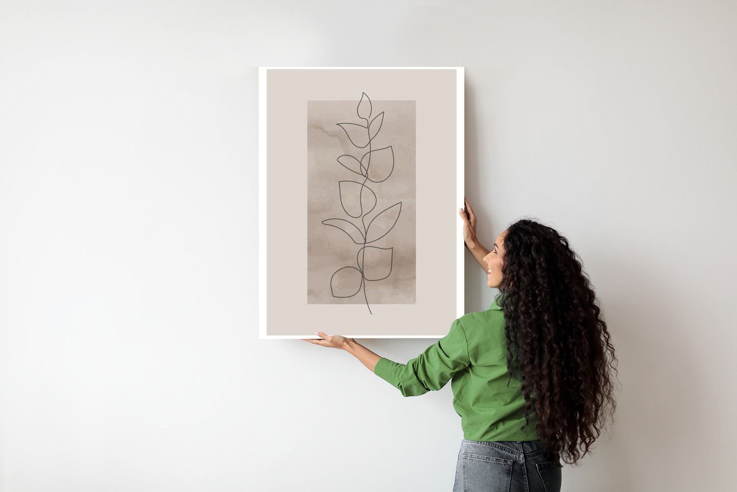 Poster Abstrakte Minimalistische Pflanze Auf Beigem Hintergrund