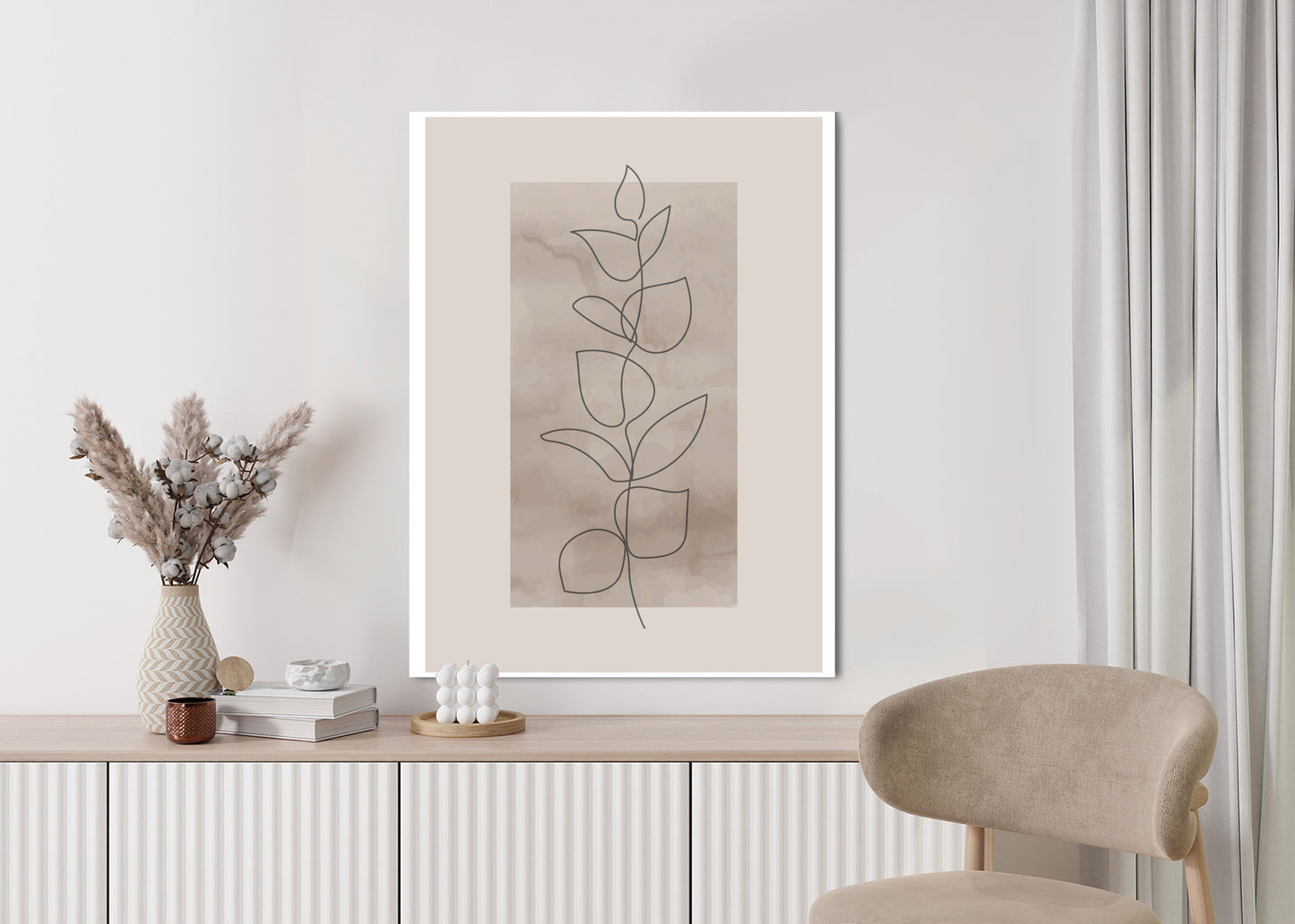 Poster Abstrakte Minimalistische Pflanze Auf Beigem Hintergrund
