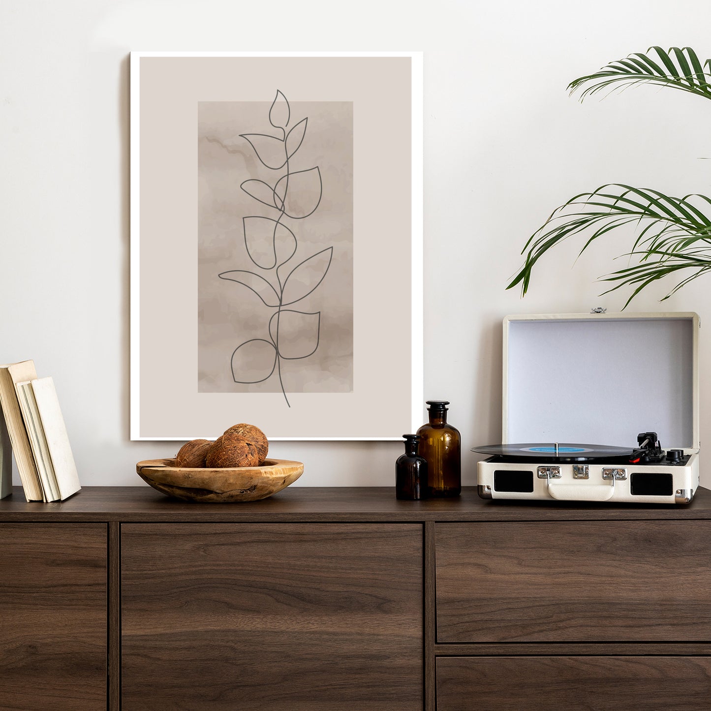 Poster Abstrakte Minimalistische Pflanze Auf Beigem Hintergrund