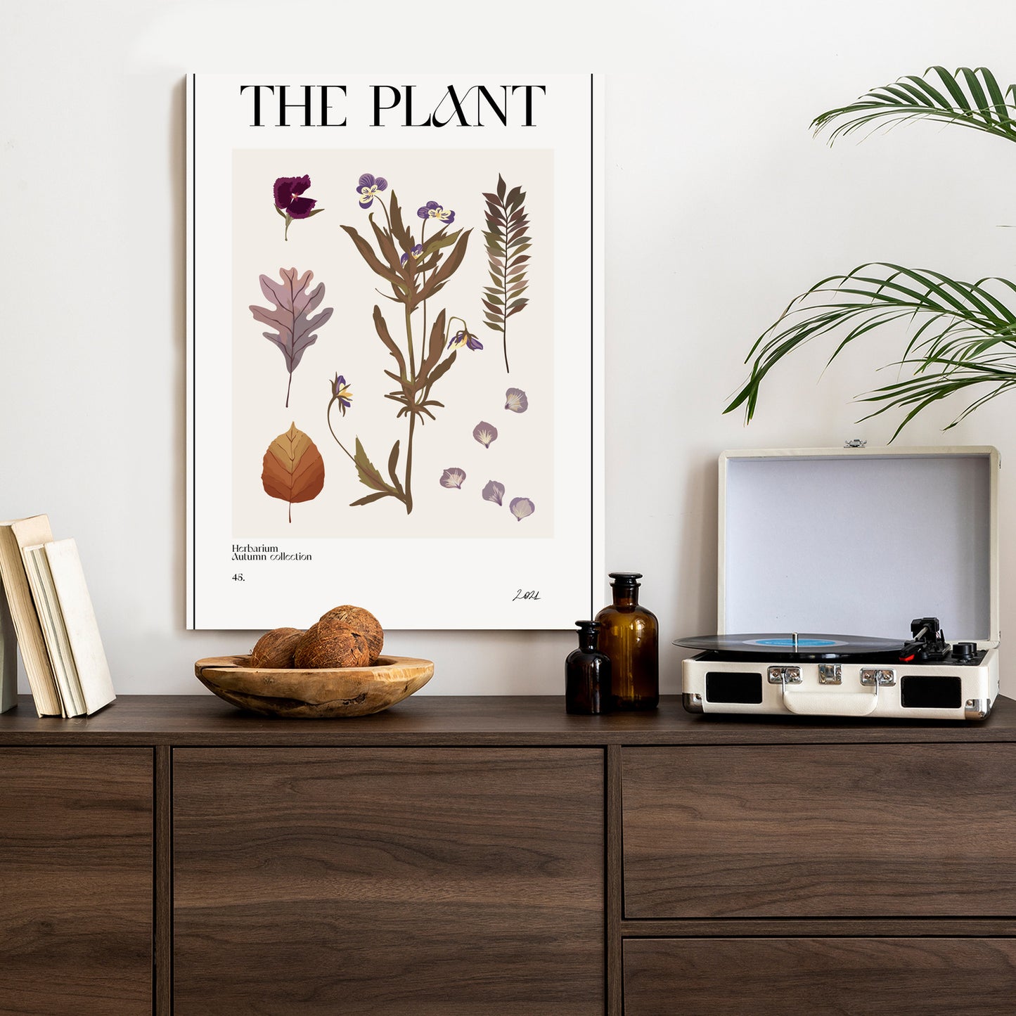 Poster Herbstpflanzen Im Herbarium Rahmen Aluminium Mit Passepartout Farbe Schwarz