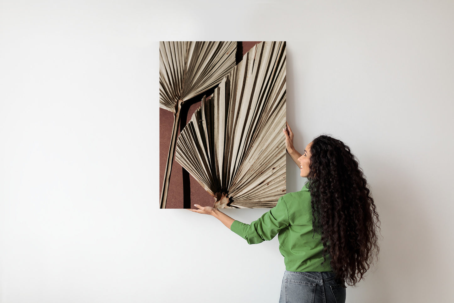 Poster Exotische Palmblätter Aus Nächster Nähe Rahmen Holz Mit Passepartout Farbe Natürlich