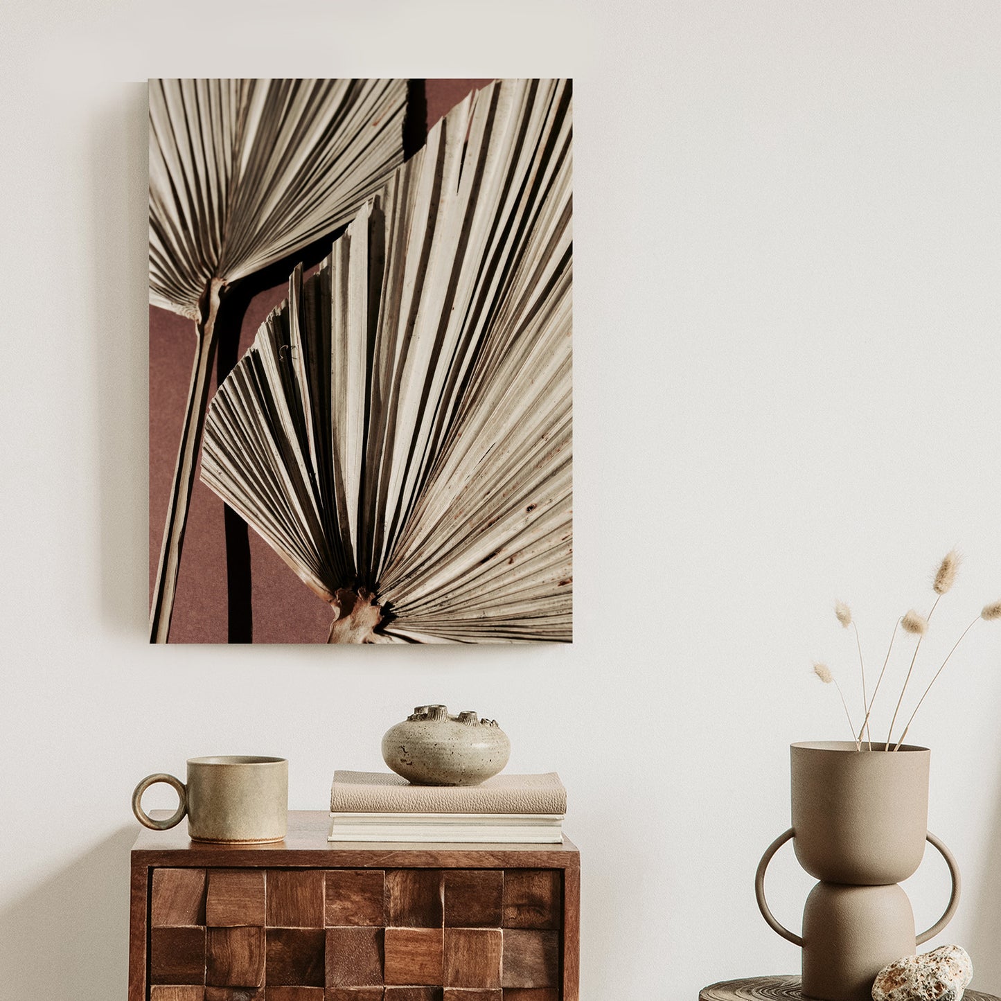 Poster Exotische Palmblätter Aus Nächster Nähe Rahmen Holz Mit Passepartout Farbe Natürlich