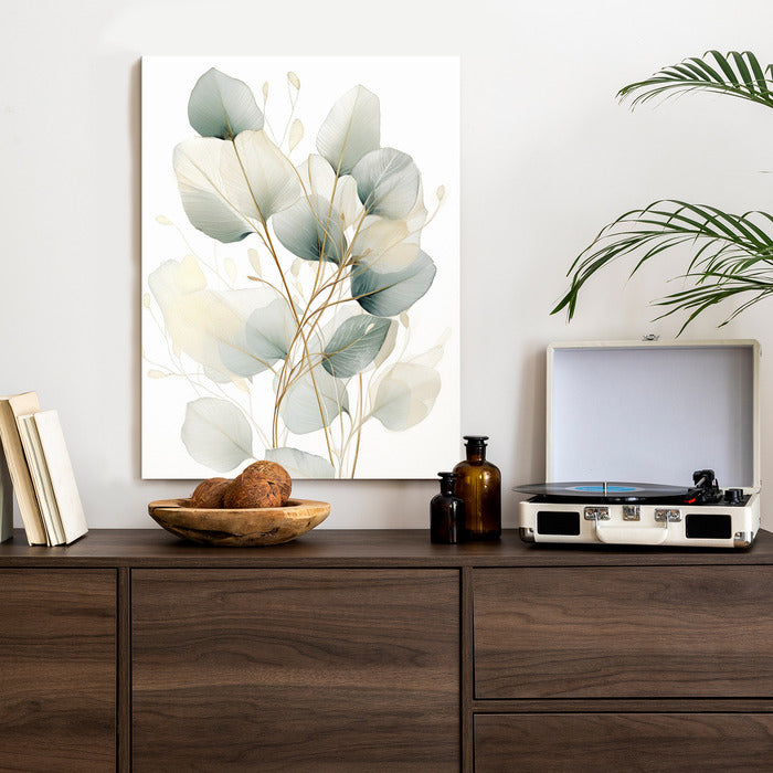 Poster Eukalyptus Olivgrüne Blätter Rahmen Holz Mit Passepartout Farbe Natürlich