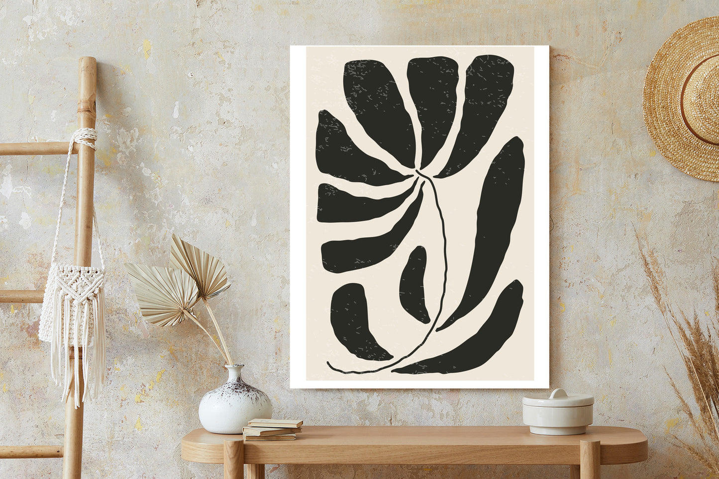 Poster Blume Mit Blättern Im Matisse-Stil