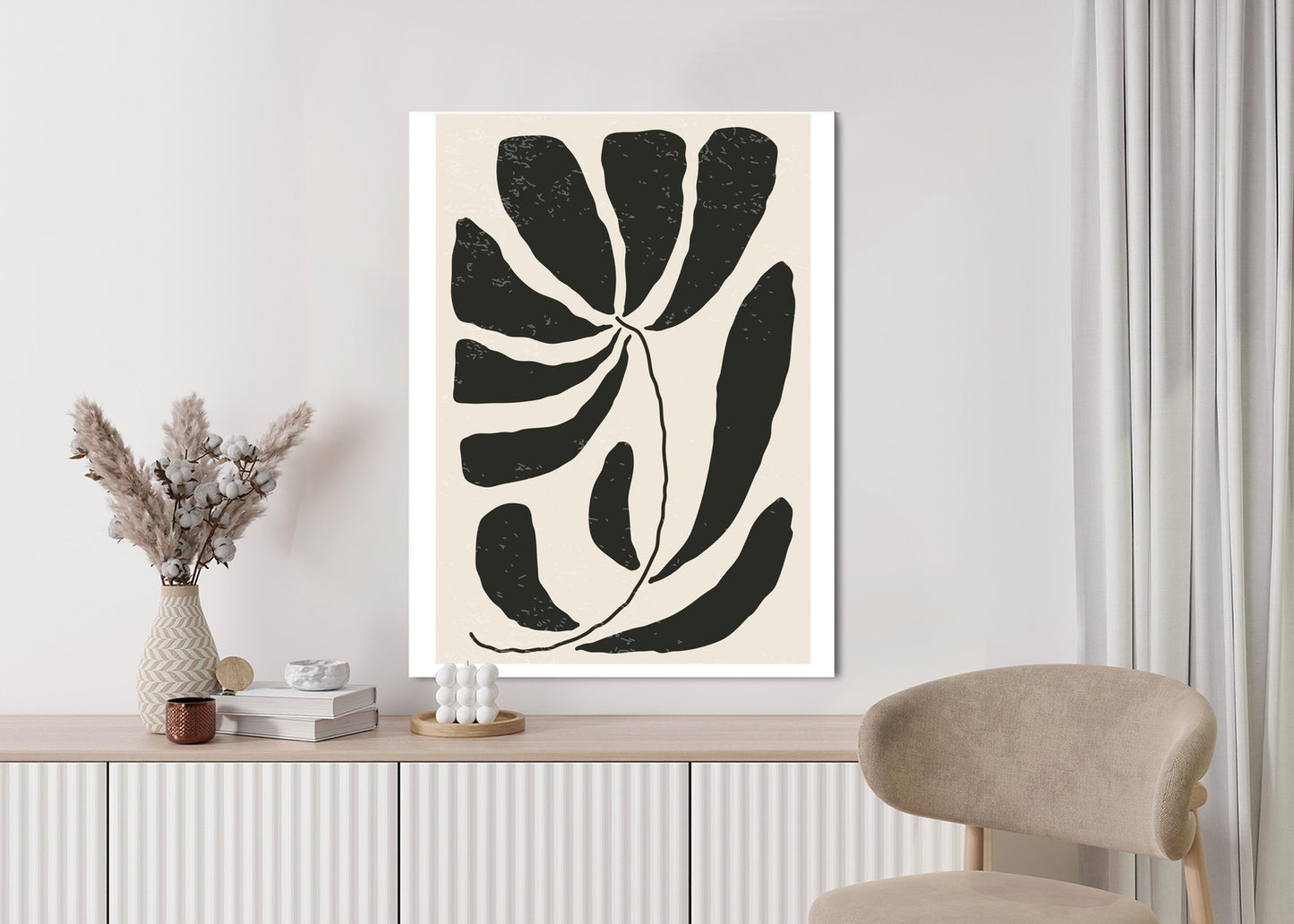 Poster Blume Mit Blättern Im Matisse-Stil