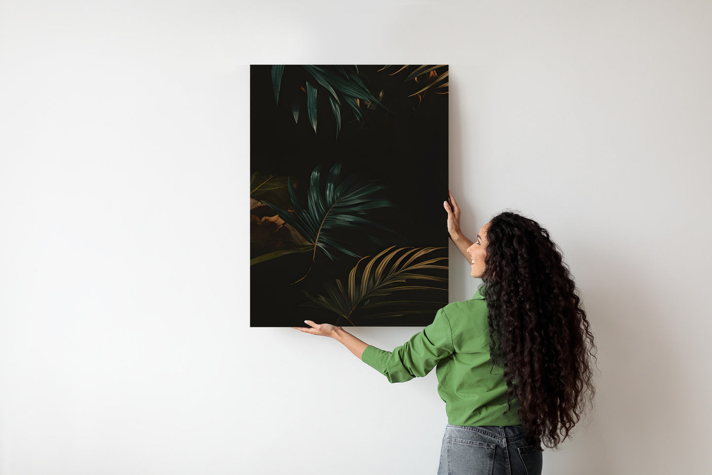 Poster Nachts Dunkle Blätter Rahmen Holz Mit Passepartout Farbe Natürlich