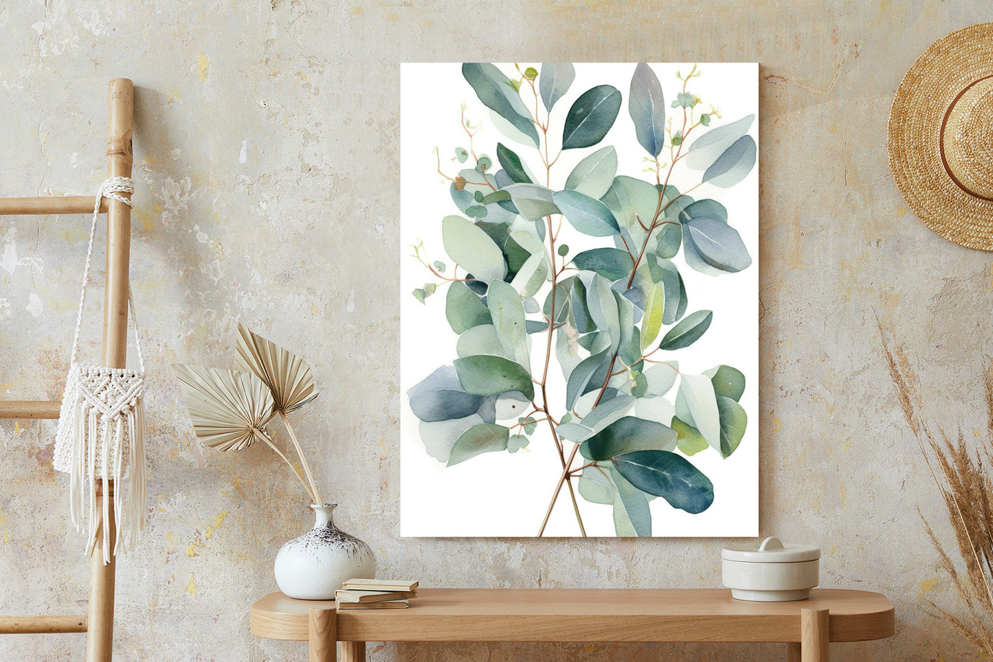 Poster Eukalyptuszweigstrauß Mit Aquarell Bemalt