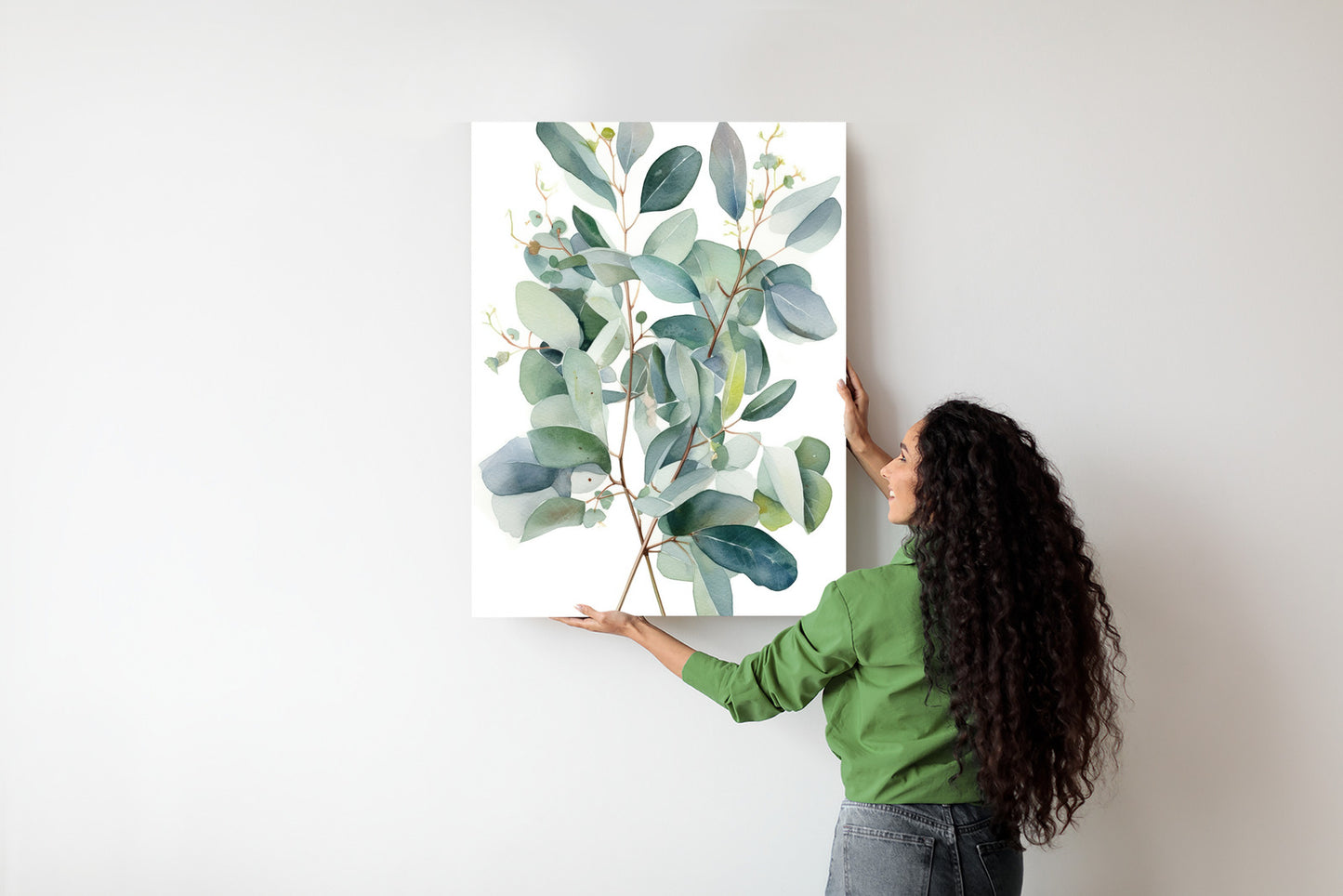 Poster Eukalyptuszweigstrauß Mit Aquarell Bemalt