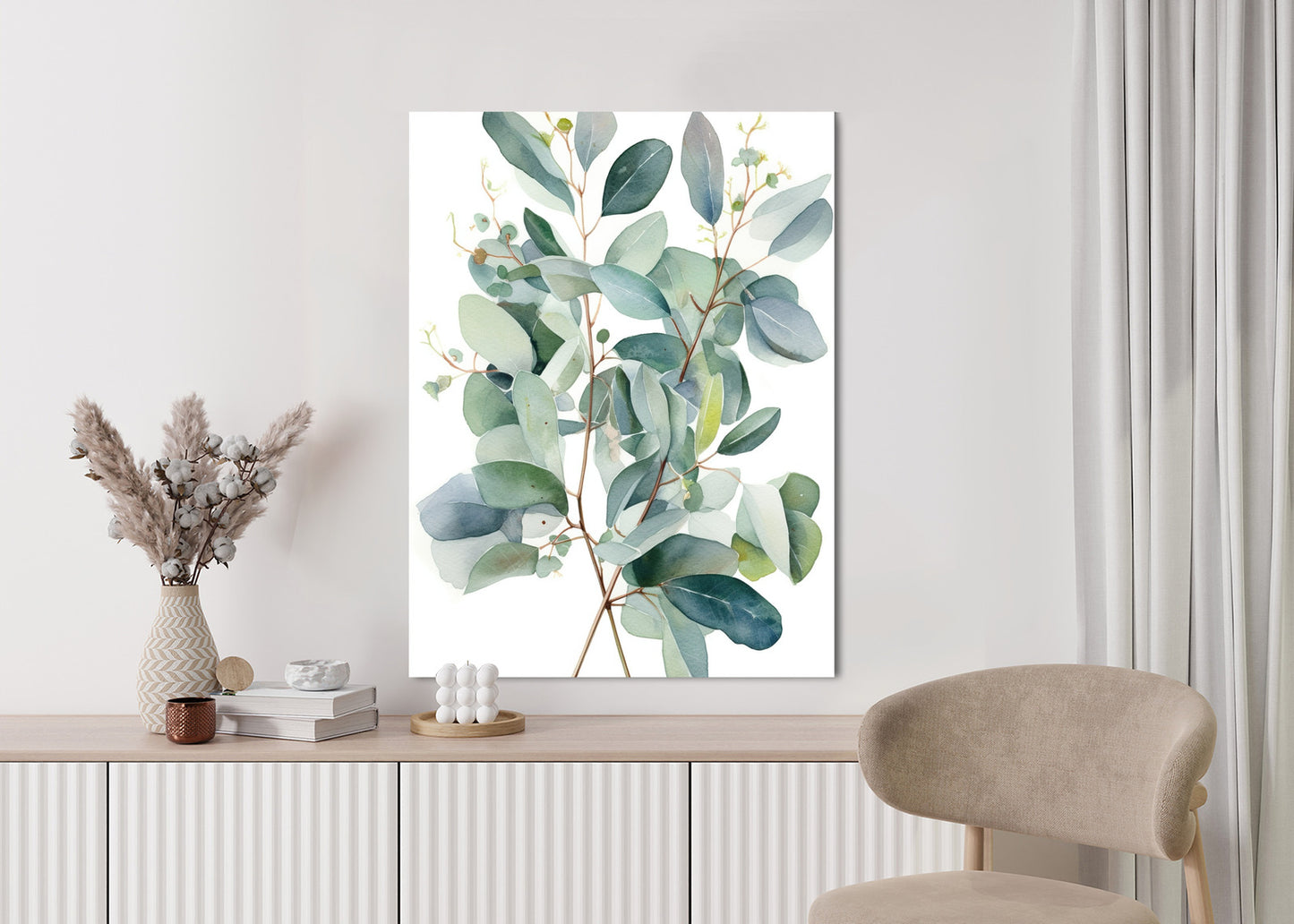 Poster Eukalyptuszweigstrauß Mit Aquarell Bemalt