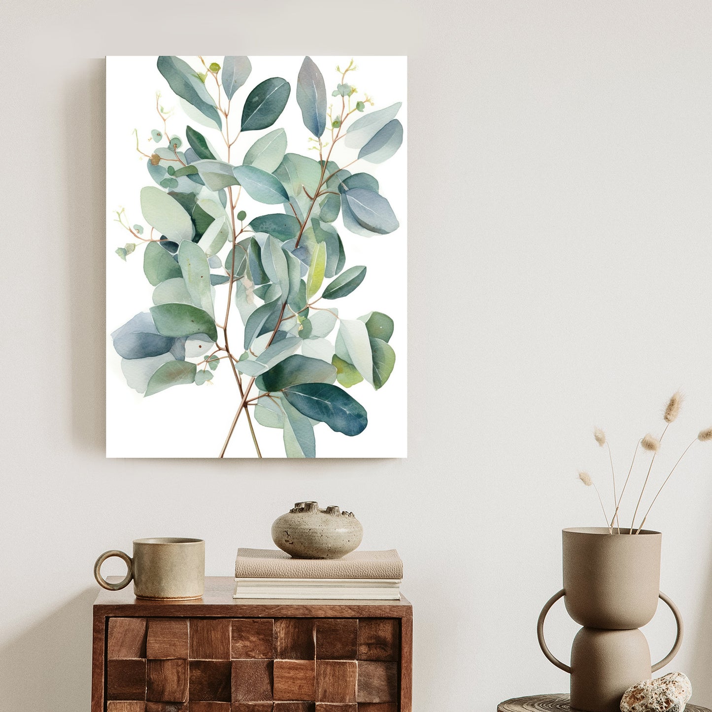 Poster Eukalyptuszweigstrauß Mit Aquarell Bemalt