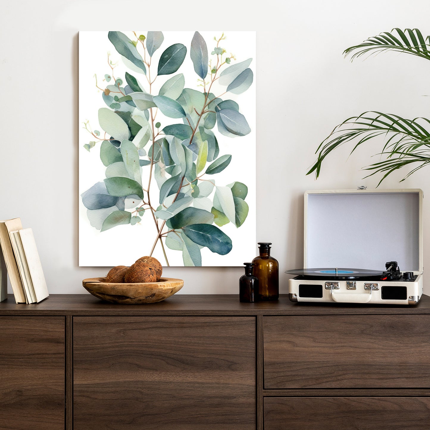 Poster Eukalyptuszweigstrauß Mit Aquarell Bemalt