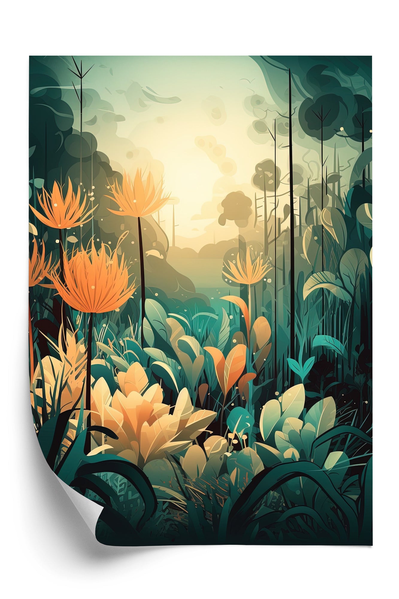 Poster Vegetation In Einem Tropischen Dschungel Rahmen Holz Mit Passepartout Farbe Natürlich
