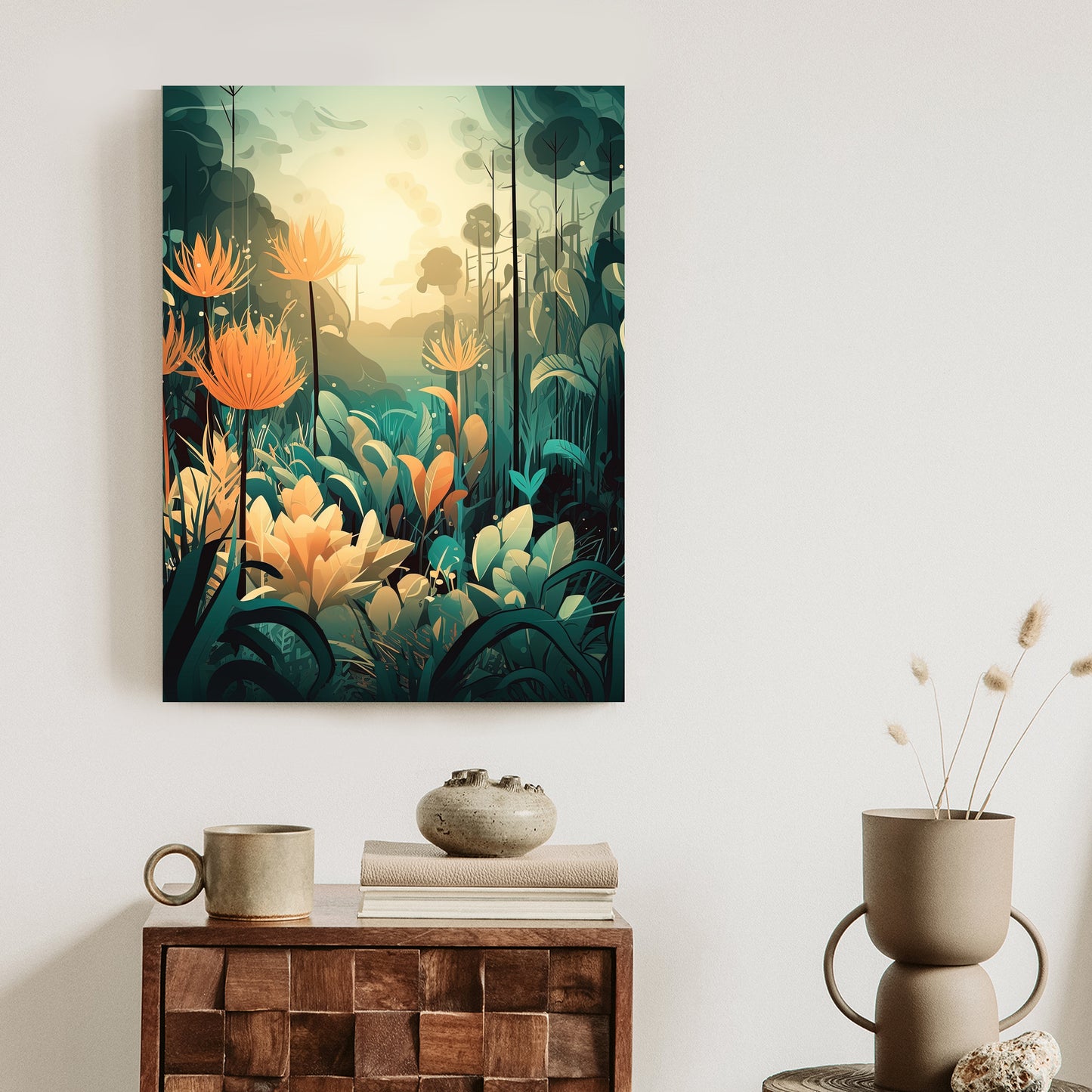 Poster Vegetation In Einem Tropischen Dschungel Rahmen Holz Mit Passepartout Farbe Natürlich