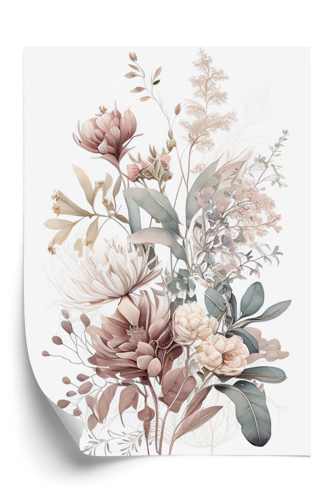 Poster Strauß Romantischer Blumen In Pastelltönen