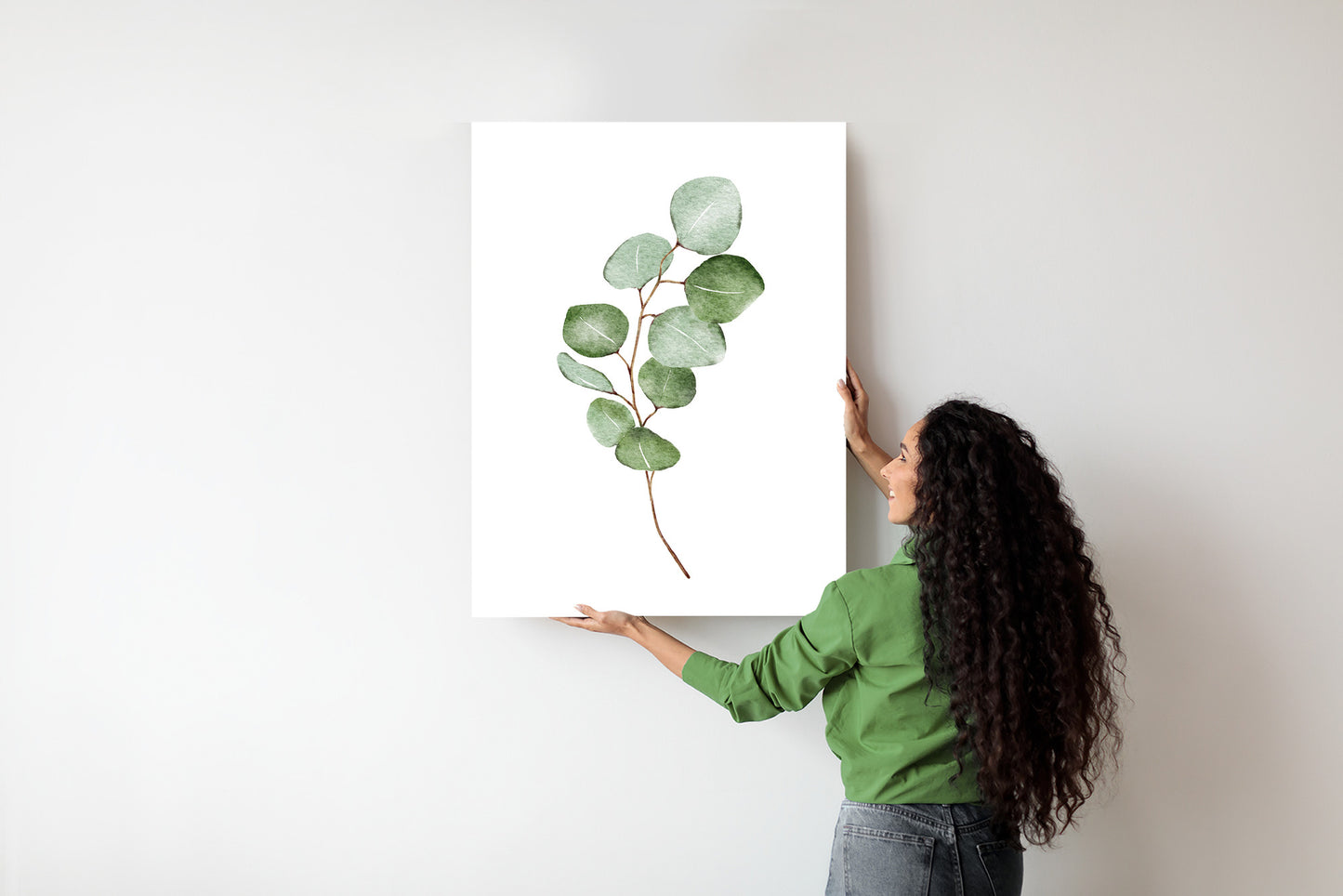Poster Grüner Aquarell-Eukalyptuszweig Isoliert Auf Weißem Hintergrund