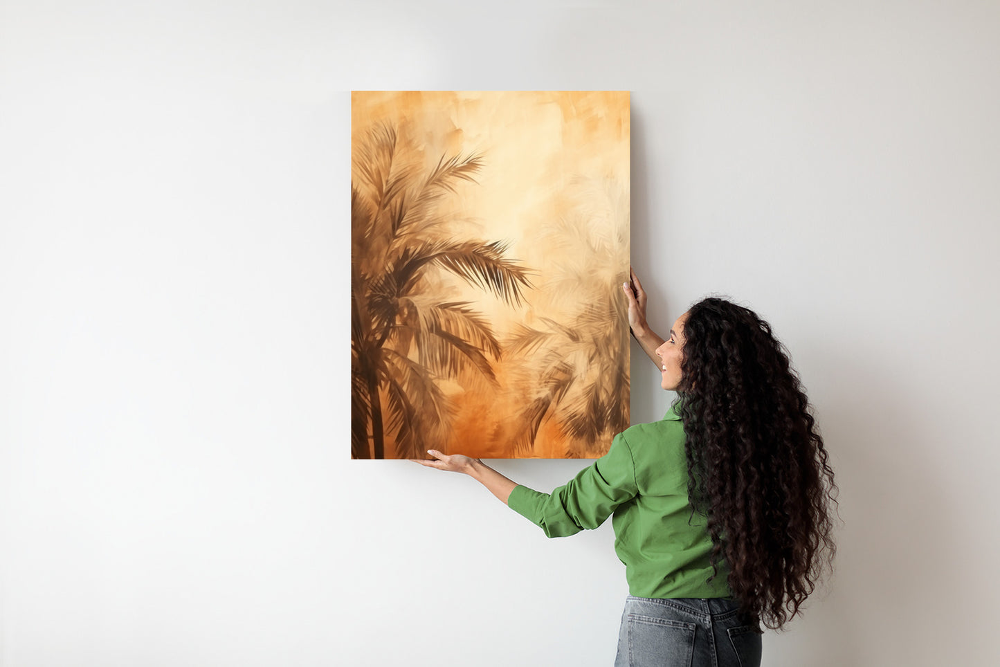 Poster Tropische Palmen In Der Farbe Der Wüste Rahmen Holz Mit Passepartout Farbe Natürlich
