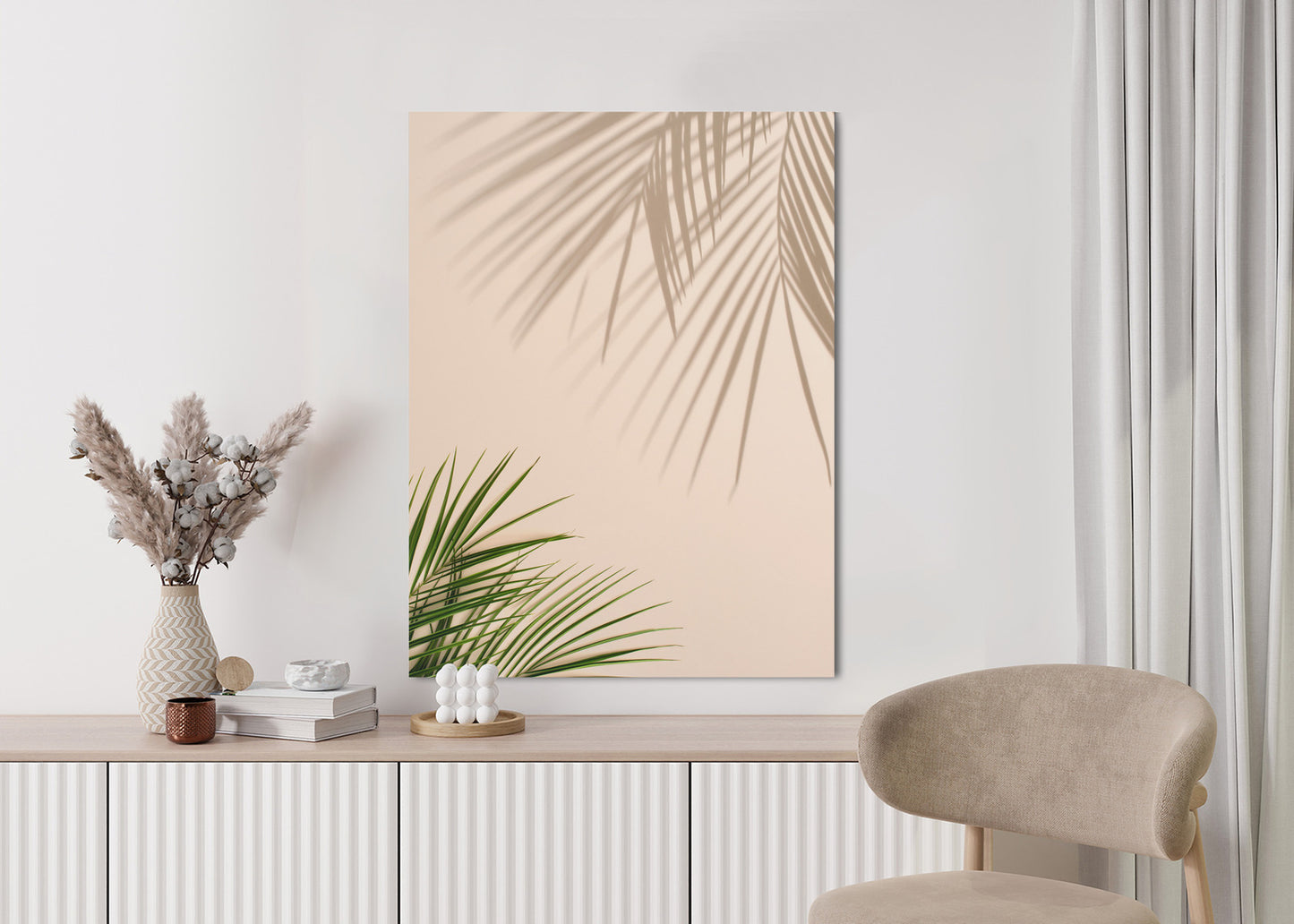 Poster Sommer Natürliche Grüne Palmblätter Und Schatten Rahmen Aluminium Farbe Schwarz