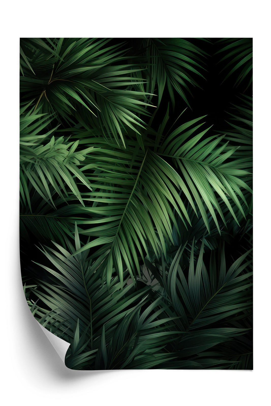 Poster Dunkle Bambusblätter Rahmen Holz Mit Passepartout Farbe Natürlich