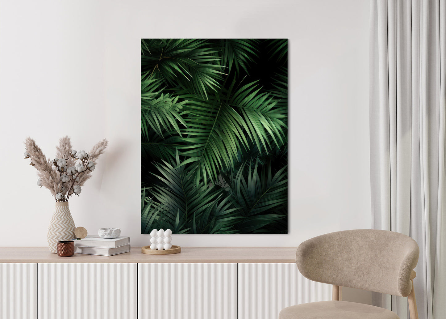 Poster Dunkle Bambusblätter Rahmen Holz Mit Passepartout Farbe Natürlich