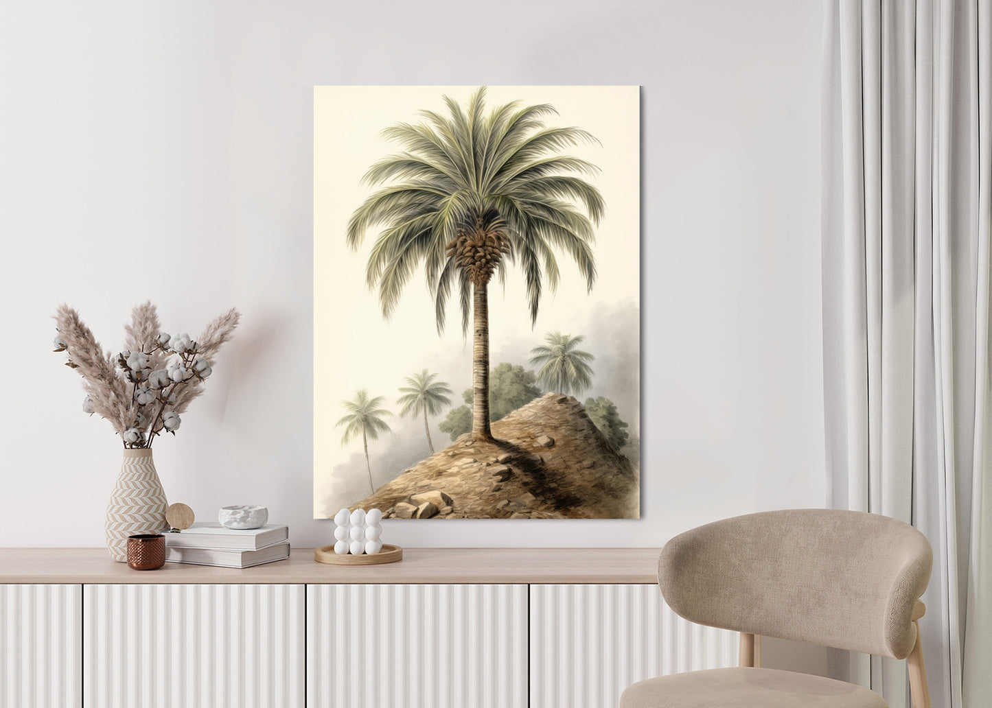 Poster Botanische Palme In Einer Wüstenlandschaft Rahmen Holz Mit Passepartout Farbe Natürlich