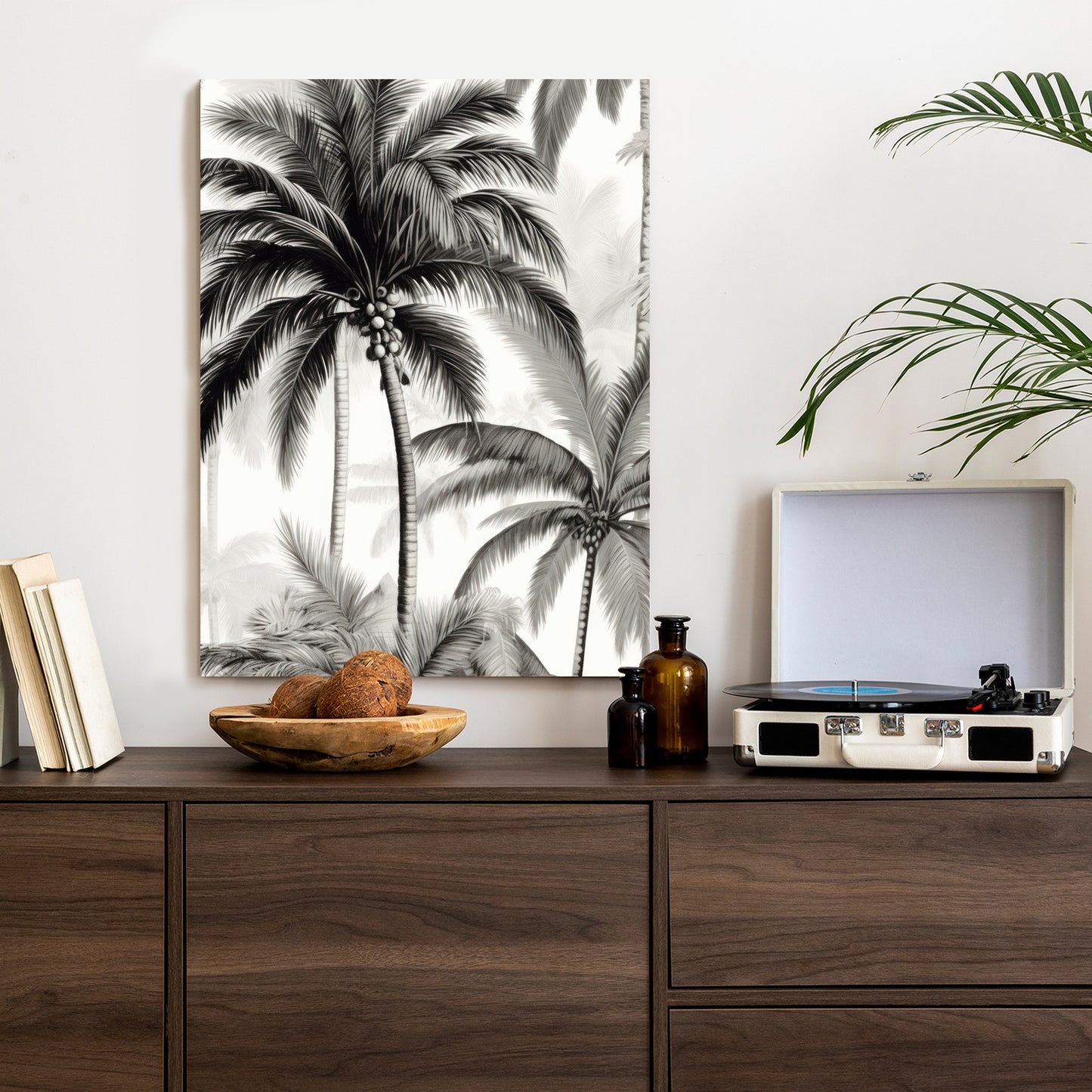 Poster Palmen Mit Früchten Rahmen Holz Mit Passepartout Farbe Natürlich