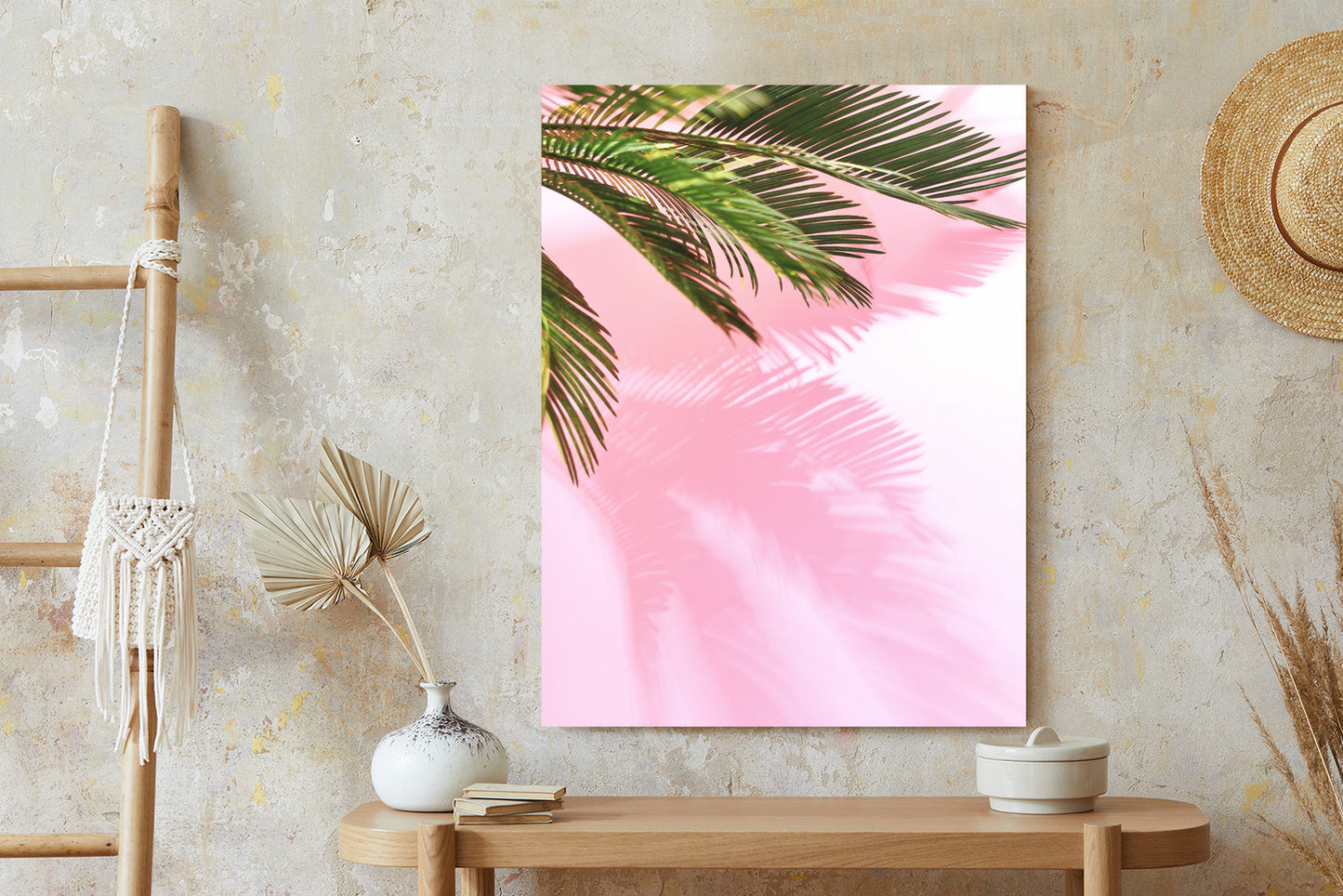 Poster Sommerpalme Vor Einer Rosa Wand