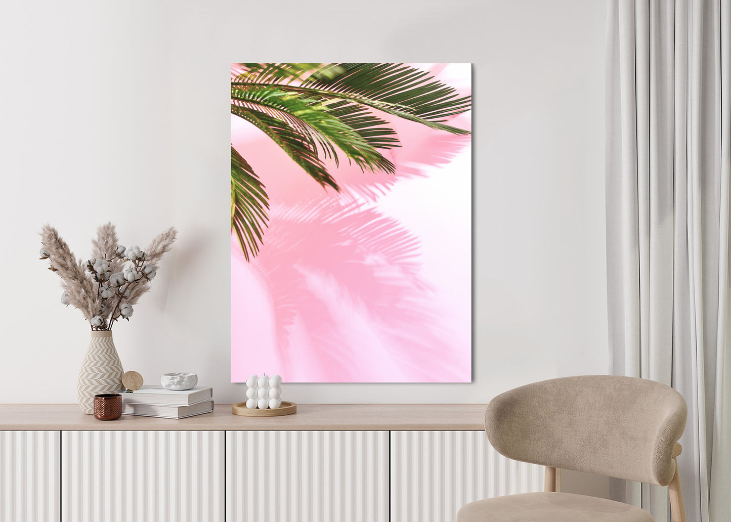 Poster Sommerpalme Vor Einer Rosa Wand