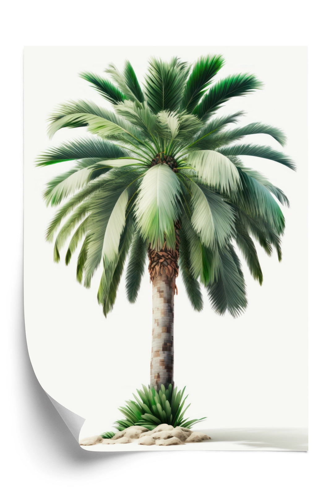 Poster Hohe Grüne Palme Rahmen Holz Mit Passepartout Farbe Natürlich