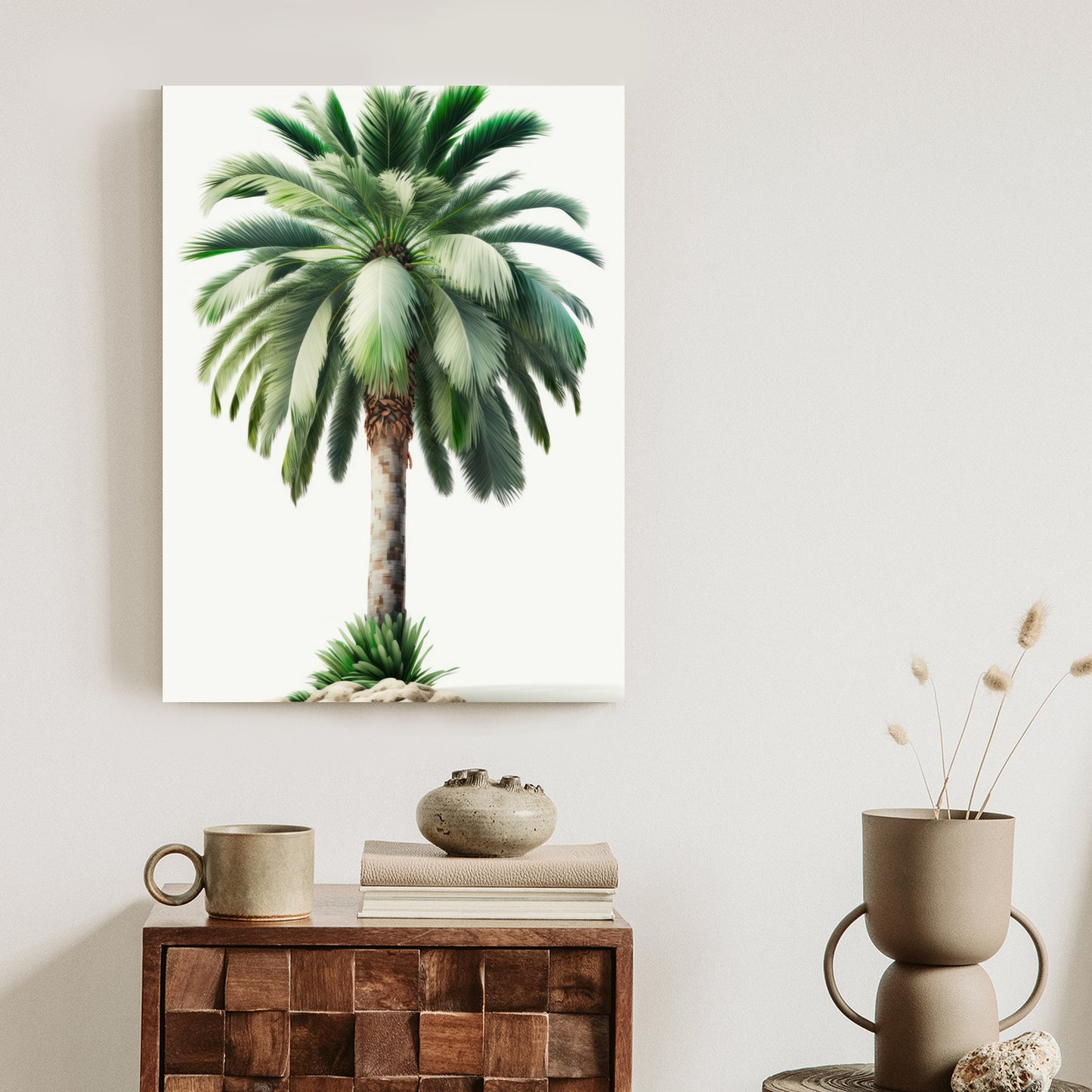 Poster Hohe Grüne Palme Rahmen Holz Mit Passepartout Farbe Natürlich