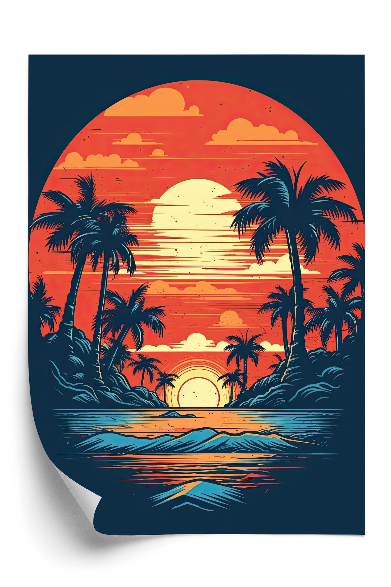 Poster Sommerstrand Mit Palmen Und Meer