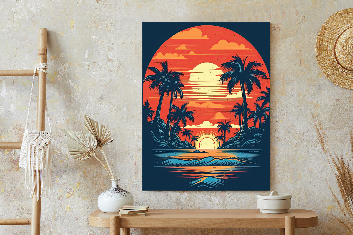 Poster Sommerstrand Mit Palmen Und Meer