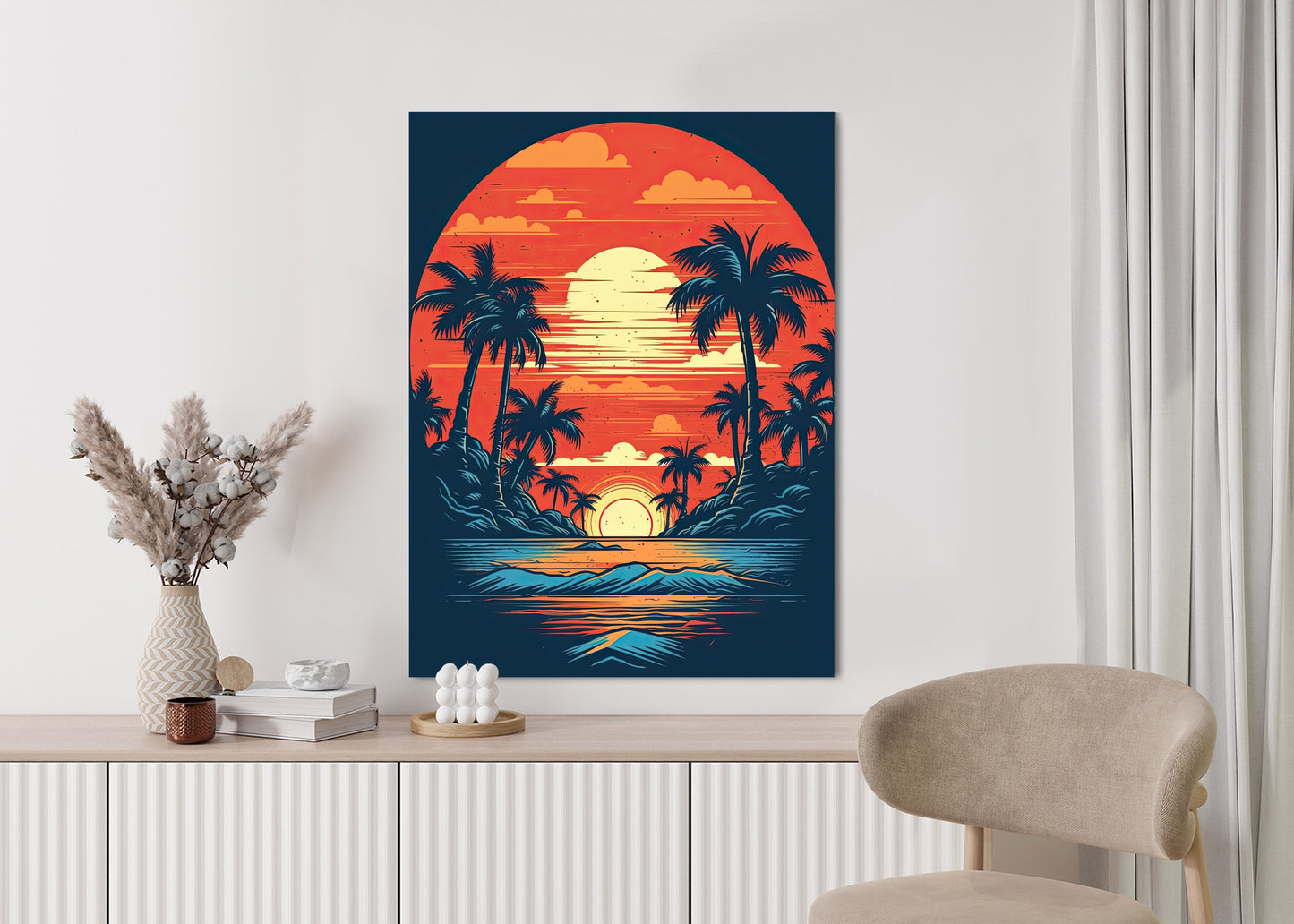 Poster Sommerstrand Mit Palmen Und Meer