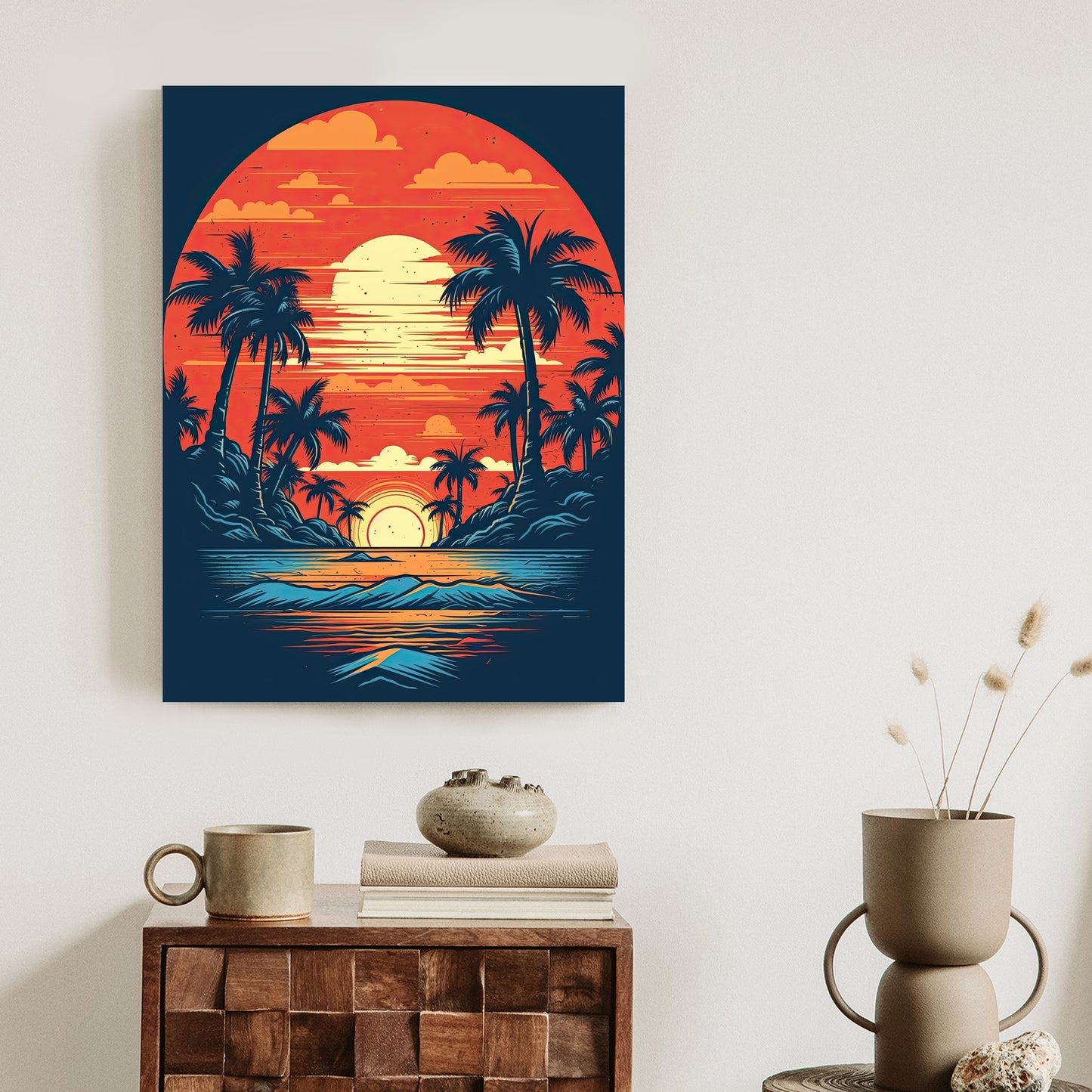 Poster Sommerstrand Mit Palmen Und Meer
