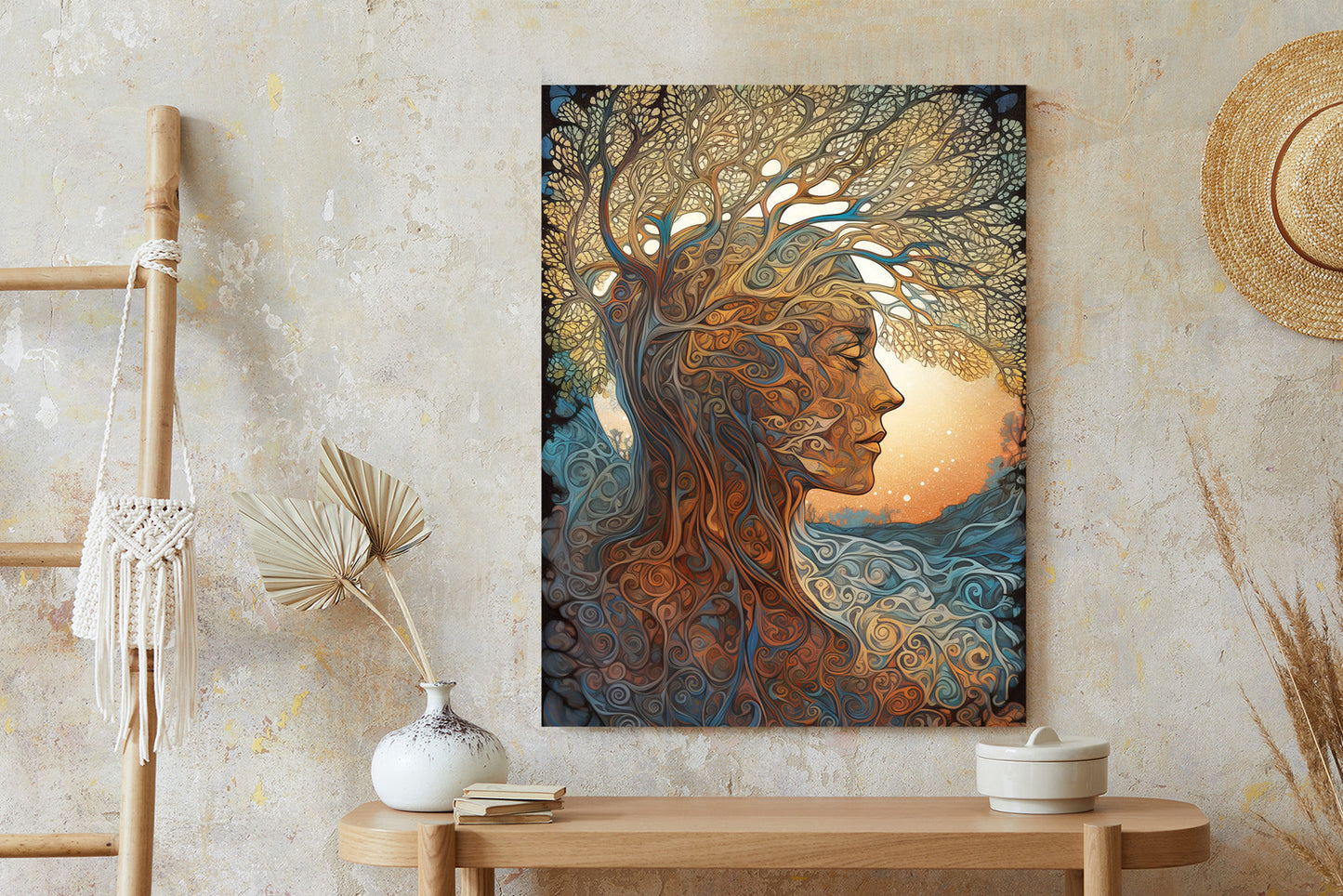 Poster Männerkopf Und Künstlerischer Baum