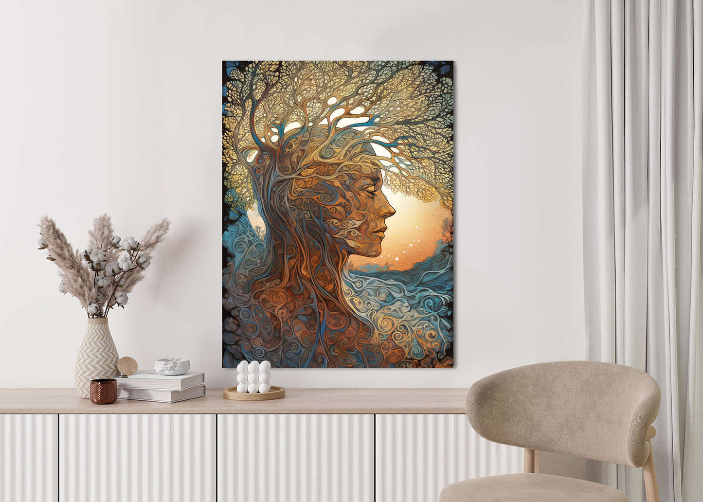 Poster Männerkopf Und Künstlerischer Baum