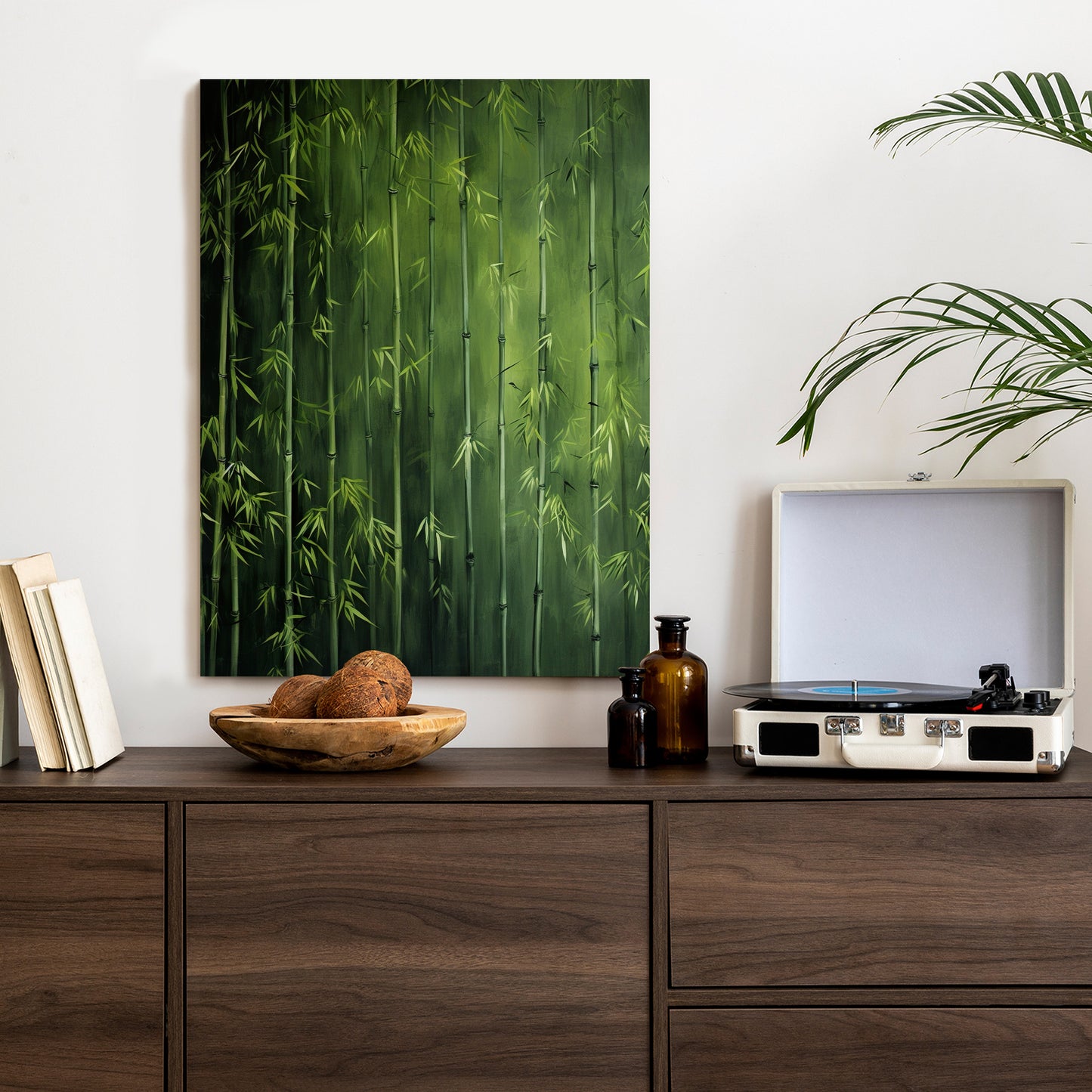 Poster Grüner Bambuswald Rahmen Holz Mit Passepartout Farbe Natürlich