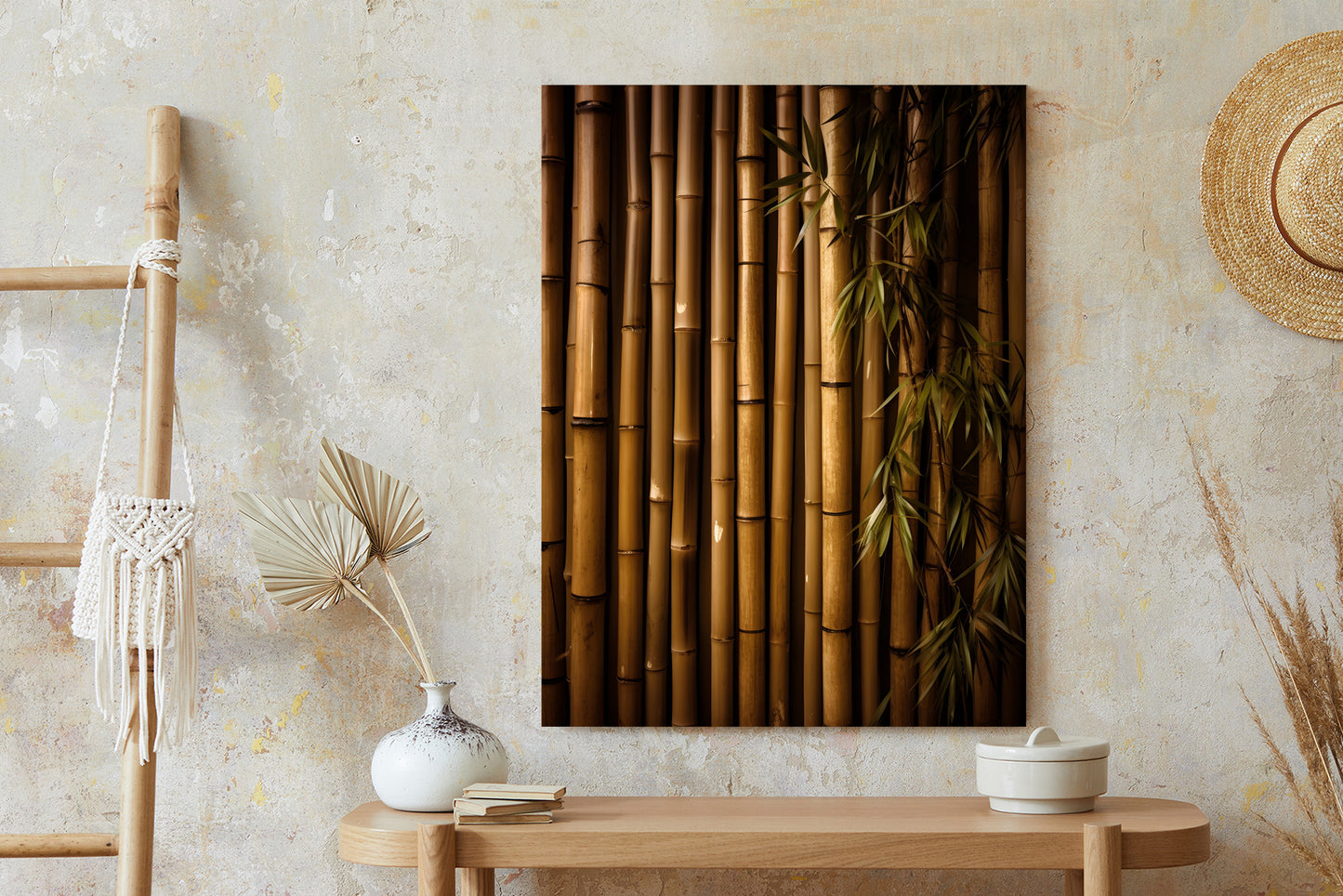 Poster Bambuswand Rahmen Holz Mit Passepartout Farbe Natürlich
