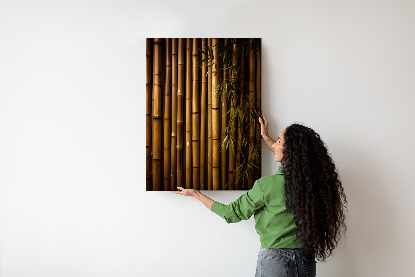 Poster Bambuswand Rahmen Holz Mit Passepartout Farbe Natürlich