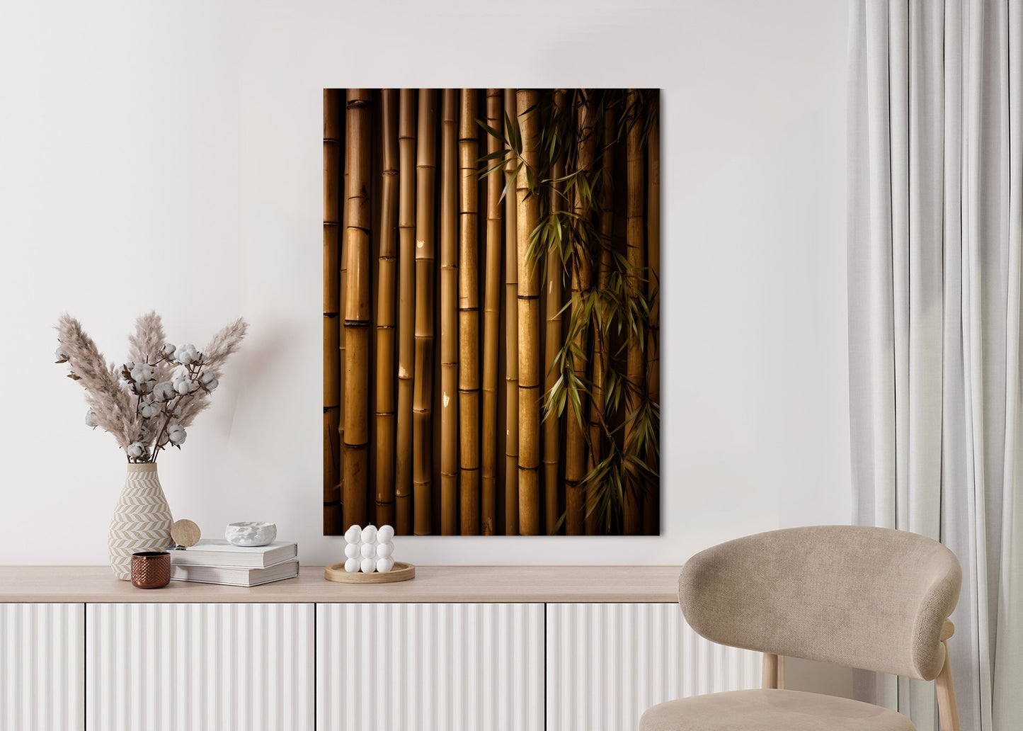 Poster Bambuswand Rahmen Holz Mit Passepartout Farbe Natürlich