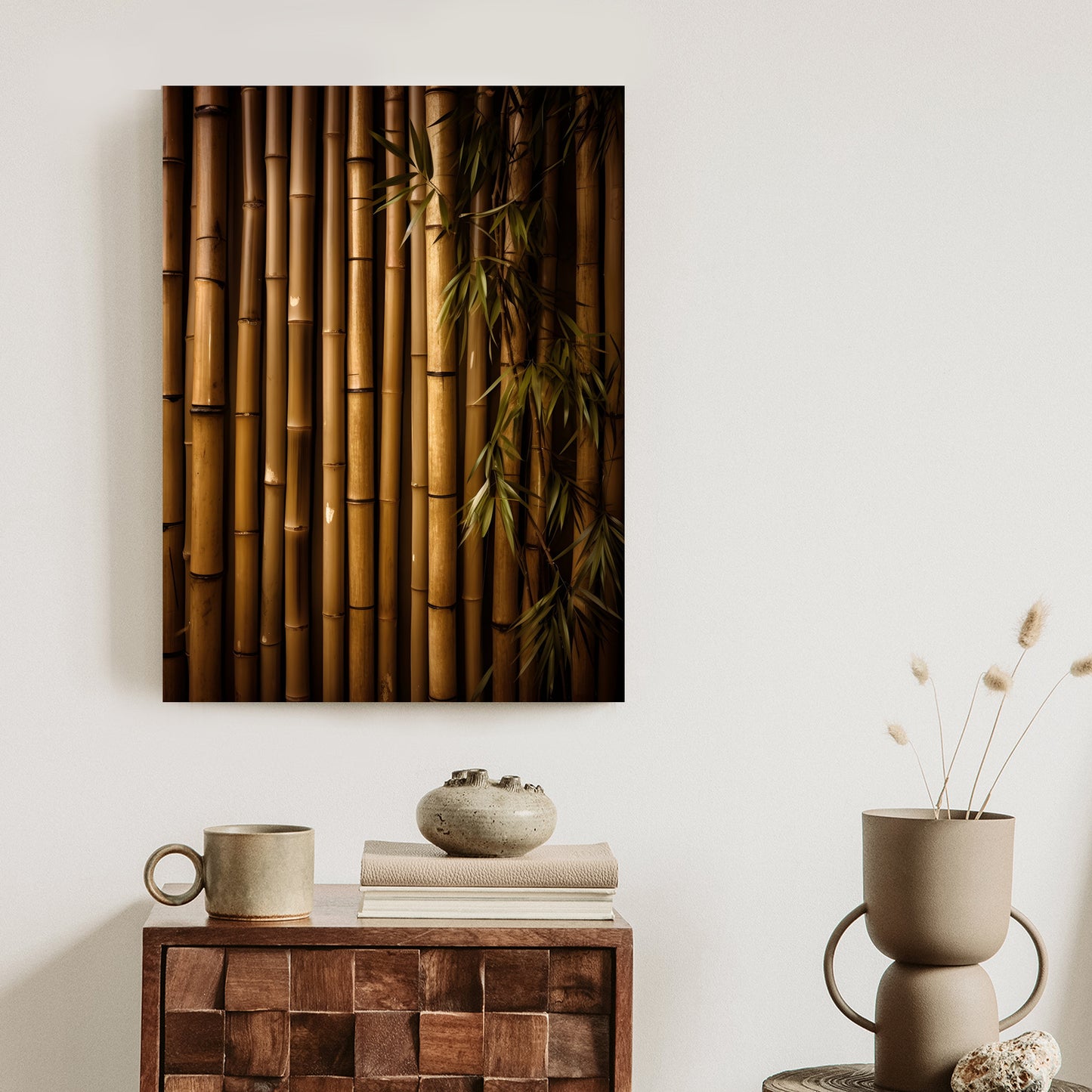 Poster Bambuswand Rahmen Holz Mit Passepartout Farbe Natürlich