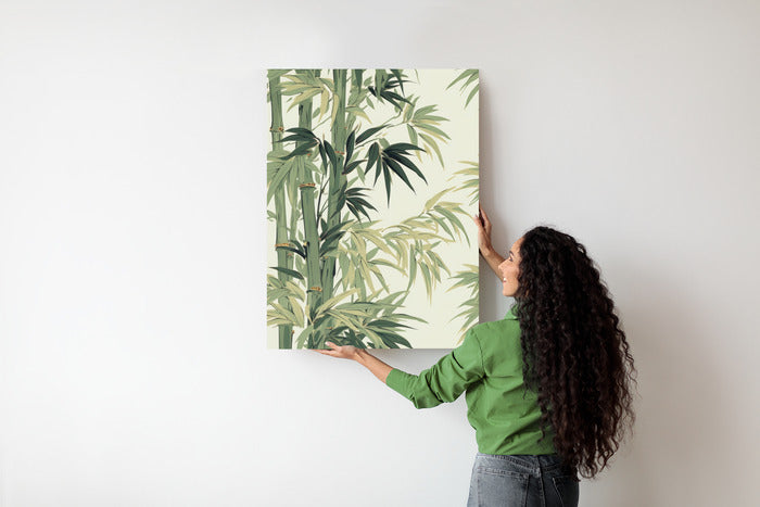 Poster Bambus Mit Hellen Blättern Rahmen Holz Mit Passepartout Farbe Natürlich