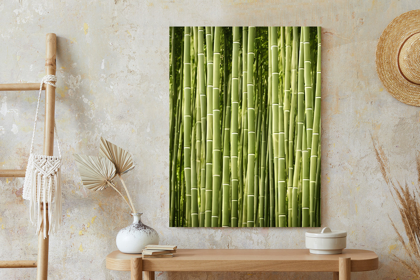 Poster Bambuszaun Rahmen Holz Mit Passepartout Farbe Natürlich