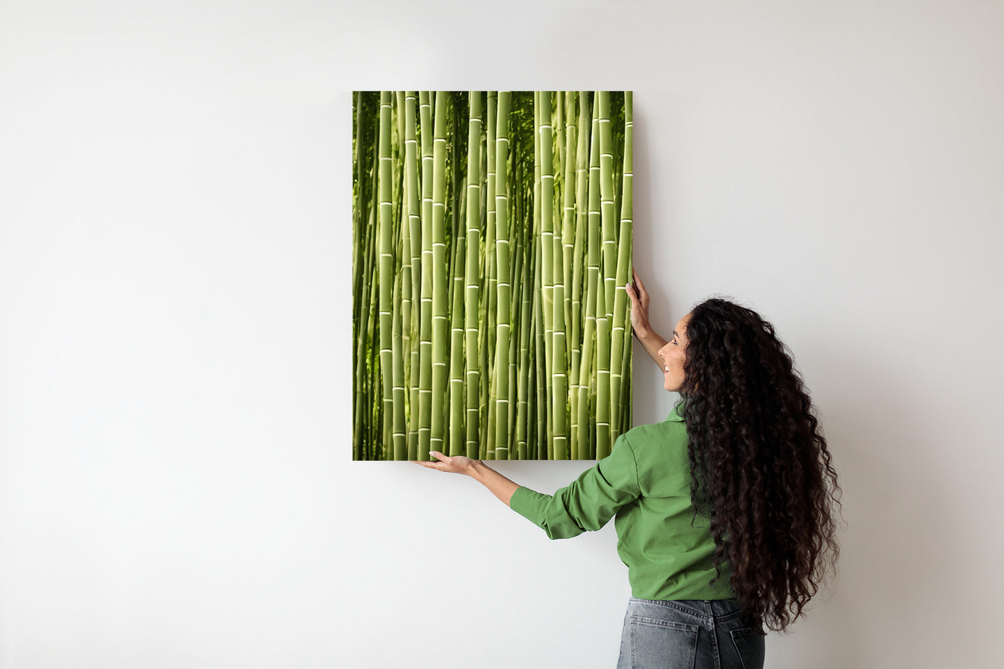 Poster Bambuszaun Rahmen Holz Mit Passepartout Farbe Natürlich