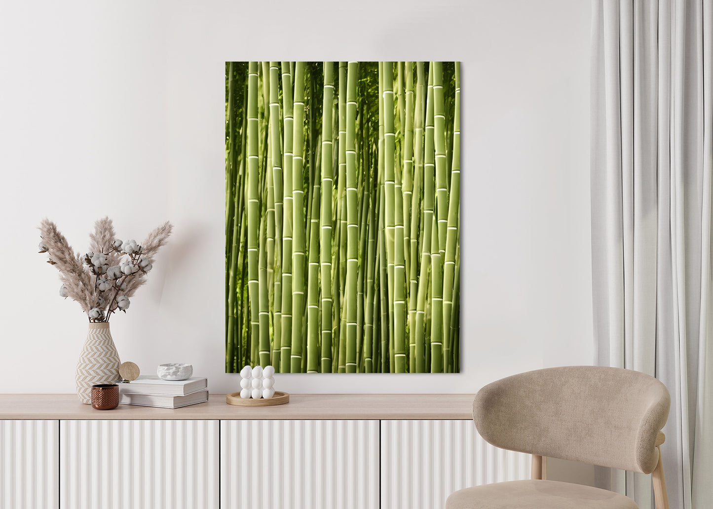 Poster Bambuszaun Rahmen Holz Mit Passepartout Farbe Natürlich