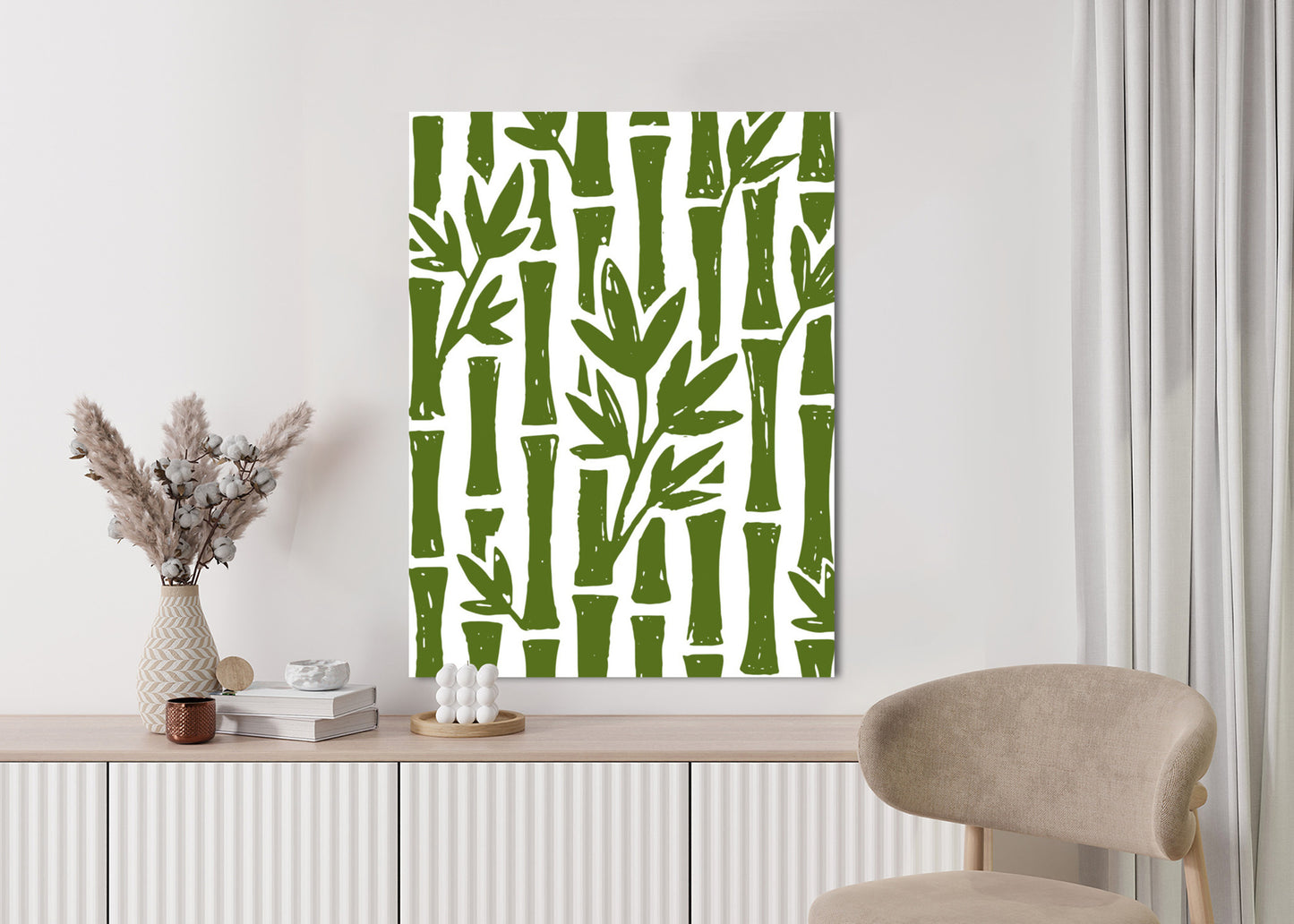Poster Grüne Bambusbäume Mit Blättern Rahmen Holz Mit Passepartout Farbe Natürlich