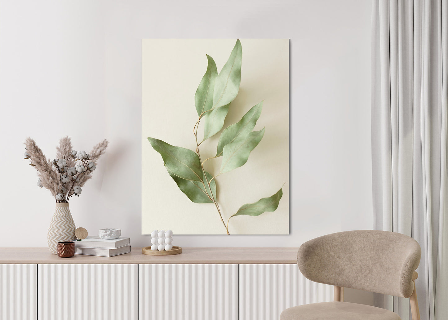 Poster Trockene Eukalyptusblätter Rahmen Holz Mit Passepartout Farbe Natürlich