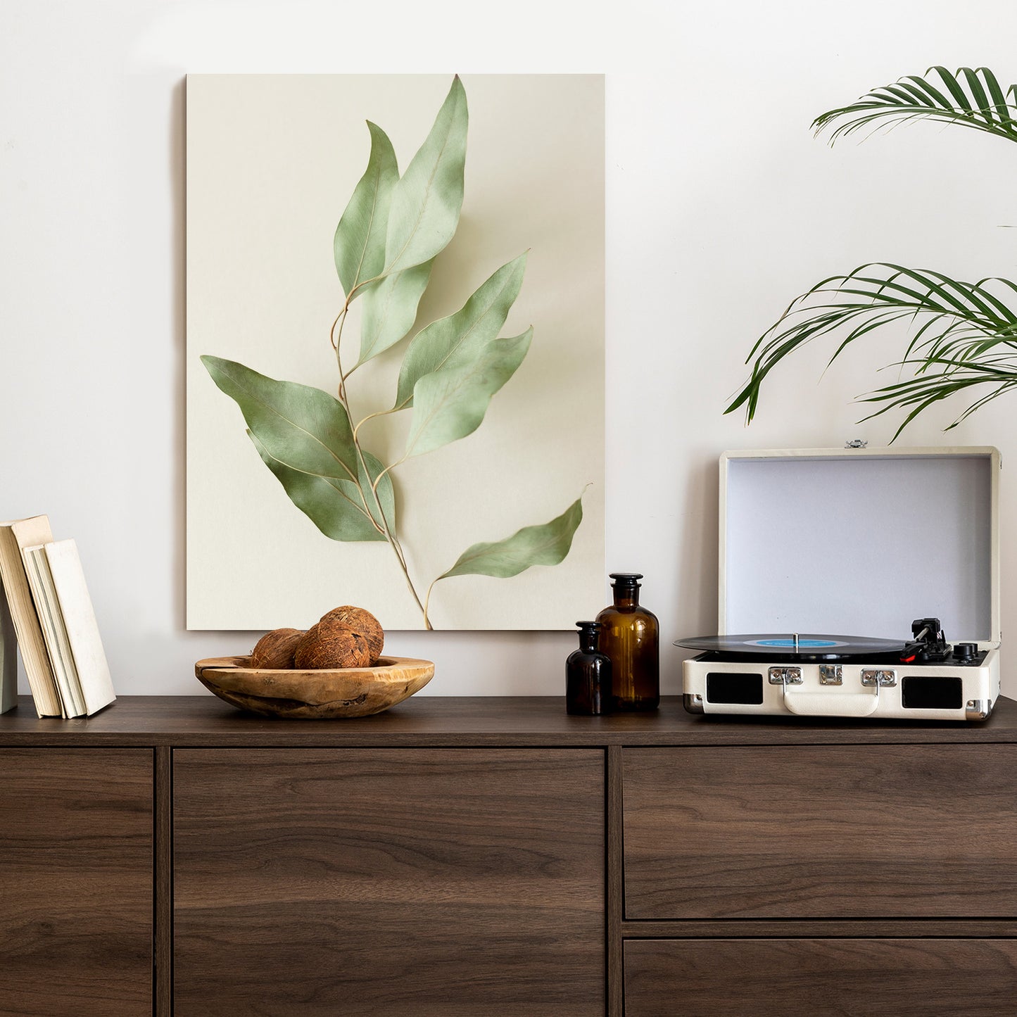 Poster Trockene Eukalyptusblätter Rahmen Holz Mit Passepartout Farbe Natürlich