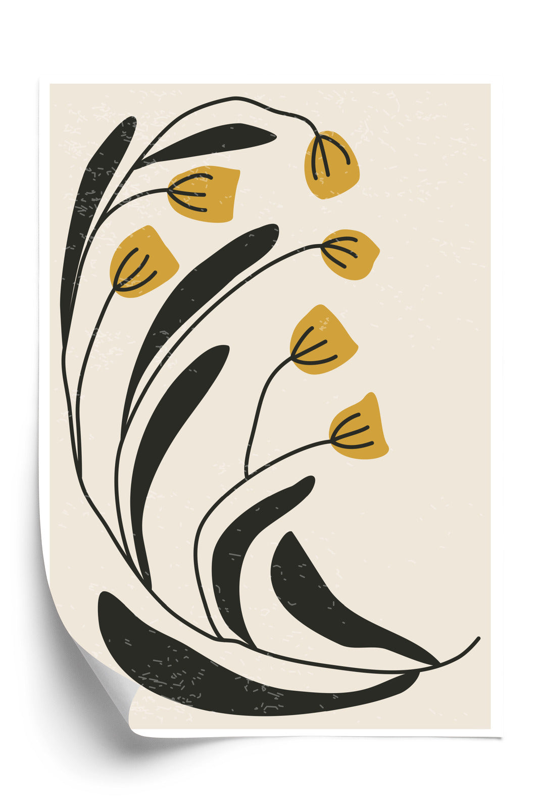 Poster Botanische Illustration Mit Blumen Rahmen Holz Mit Passepartout Farbe Natürlich